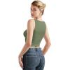 imageSUUKSESS Women Double Lined Going Out Basic Tank Tops Ruched Summer T ShirtsArmy Green