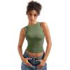 imageSUUKSESS Women Double Lined Going Out Basic Tank Tops Ruched Summer T ShirtsArmy Green