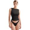imageSUUKSESS Women Double Lined Going Out Basic Tank Tops Ruched Summer T ShirtsBlack