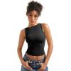 imageSUUKSESS Women Double Lined Going Out Basic Tank Tops Ruched Summer T ShirtsBlack