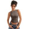 imageSUUKSESS Women Double Lined Going Out Basic Tank Tops Ruched Summer T ShirtsBrown