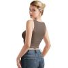 imageSUUKSESS Women Double Lined Going Out Basic Tank Tops Ruched Summer T ShirtsBrown