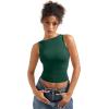 imageSUUKSESS Women Double Lined Going Out Basic Tank Tops Ruched Summer T ShirtsDeep Green