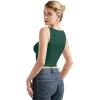 imageSUUKSESS Women Double Lined Going Out Basic Tank Tops Ruched Summer T ShirtsDeep Green