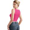 imageSUUKSESS Women Double Lined Going Out Basic Tank Tops Ruched Summer T ShirtsHot Pink
