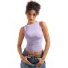imageSUUKSESS Women Double Lined Going Out Basic Tank Tops Ruched Summer T ShirtsLight Purple