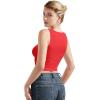 imageSUUKSESS Women Double Lined Going Out Basic Tank Tops Ruched Summer T ShirtsRed