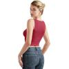 imageSUUKSESS Women Double Lined Going Out Basic Tank Tops Ruched Summer T ShirtsWine