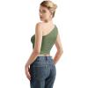 imageSUUKSESS Women Double Lined Going Out Trendy Crop Tops Ruched Sleeveless ShirtsArmy Green