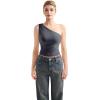 imageSUUKSESS Women Double Lined Going Out Trendy Crop Tops Ruched Sleeveless ShirtsAsh