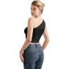 imageSUUKSESS Women Double Lined Going Out Trendy Crop Tops Ruched Sleeveless ShirtsBlack