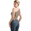 imageSUUKSESS Women Double Lined Going Out Trendy Crop Tops Ruched Sleeveless ShirtsLeopard