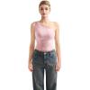 imageSUUKSESS Women Double Lined Going Out Trendy Crop Tops Ruched Sleeveless ShirtsLight Pink