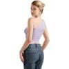 imageSUUKSESS Women Double Lined Going Out Trendy Crop Tops Ruched Sleeveless ShirtsLight Purple