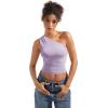 imageSUUKSESS Women Double Lined Going Out Trendy Crop Tops Ruched Sleeveless ShirtsLight Purple