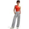 imageSUUKSESS Women Double Lined Going Out Trendy Crop Tops Ruched Sleeveless ShirtsRed
