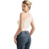 imageSUUKSESS Women Double Lined Going Out Trendy Crop Tops Ruched Sleeveless ShirtsWhite
