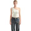 imageSUUKSESS Women Double Lined Going Out Trendy Crop Tops Ruched Sleeveless ShirtsWhite