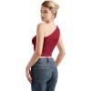 imageSUUKSESS Women Double Lined Going Out Trendy Crop Tops Ruched Sleeveless ShirtsWine