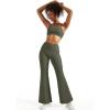 imageSUUKSESS Women Flare Leggings Scrunch Butt Lifting Bootcut High Waist Yoga Pants14 Army Green