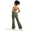 imageSUUKSESS Women Flare Leggings Scrunch Butt Lifting Bootcut High Waist Yoga Pants14 Army Green