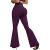 imageSUUKSESS Women Flare Leggings Scrunch Butt Lifting Bootcut High Waist Yoga Pants14 Burgundy
