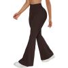 imageSUUKSESS Women Flare Leggings Scrunch Butt Lifting Bootcut High Waist Yoga Pants14 Deep Brown
