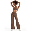 imageSUUKSESS Women Flare Leggings Scrunch Butt Lifting Bootcut High Waist Yoga Pants14 Khaki