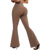 imageSUUKSESS Women Flare Leggings Scrunch Butt Lifting Bootcut High Waist Yoga Pants14 Khaki