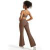imageSUUKSESS Women Flare Leggings Scrunch Butt Lifting Bootcut High Waist Yoga Pants14 Khaki