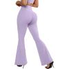 imageSUUKSESS Women Flare Leggings Scrunch Butt Lifting Bootcut High Waist Yoga Pants14 Purple