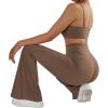 imageSUUKSESS Women Flare Leggings Scrunch Butt Lifting Bootcut High Waist Yoga Pants15 Khaki