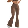 imageSUUKSESS Women Flare Leggings Scrunch Butt Lifting Bootcut High Waist Yoga Pants15 Khaki