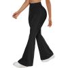 imageSUUKSESS Women Flare Leggings Scrunch Butt Lifting Bootcut High Waist Yoga Pants16 Black