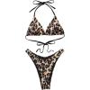 imageSUUKSESS Women Halter String Two Piece Bikini Sets Reversible Thong Swimsuit105 Leopard