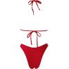 imageSUUKSESS Women Halter String Two Piece Bikini Sets Reversible Thong Swimsuit105 Red Plaid