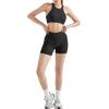 imageSUUKSESS Women Hidden Scrunch Butt Lifting Workout Biker Shorts with Pockets 4quot Seamless High Waisted Gym ShortsBlack
