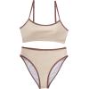 imageSUUKSESS Women High Waisted 2 Piece Bikini Set Cheeky High Cut Bandeau Swimsuit61 Beige Brown