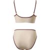 imageSUUKSESS Women High Waisted 2 Piece Bikini Set Cheeky High Cut Bandeau Swimsuit61 Beige Brown
