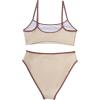 imageSUUKSESS Women High Waisted 2 Piece Bikini Set Cheeky High Cut Bandeau Swimsuit61 Beige Brown