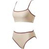 imageSUUKSESS Women High Waisted 2 Piece Bikini Set Cheeky High Cut Bandeau Swimsuit61 Beige Brown