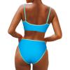 imageSUUKSESS Women High Waisted 2 Piece Bikini Set Cheeky High Cut Bandeau Swimsuit61 Blue