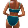 imageSUUKSESS Women High Waisted 2 Piece Bikini Set Cheeky High Cut Bandeau Swimsuit61 Green Blue