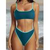 imageSUUKSESS Women High Waisted 2 Piece Bikini Set Cheeky High Cut Bandeau Swimsuit61 Green Blue