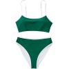 imageSUUKSESS Women High Waisted 2 Piece Bikini Set Cheeky High Cut Bandeau Swimsuit61 Green White