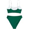 imageSUUKSESS Women High Waisted 2 Piece Bikini Set Cheeky High Cut Bandeau Swimsuit61 Green White