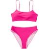 imageSUUKSESS Women High Waisted 2 Piece Bikini Set Cheeky High Cut Bandeau Swimsuit61 Hot Pink
