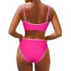 imageSUUKSESS Women High Waisted 2 Piece Bikini Set Cheeky High Cut Bandeau Swimsuit61 Hot Pink
