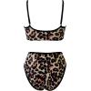 imageSUUKSESS Women High Waisted 2 Piece Bikini Set Cheeky High Cut Bandeau Swimsuit61 Leopard