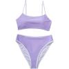 imageSUUKSESS Women High Waisted 2 Piece Bikini Set Cheeky High Cut Bandeau Swimsuit61 Light Purple